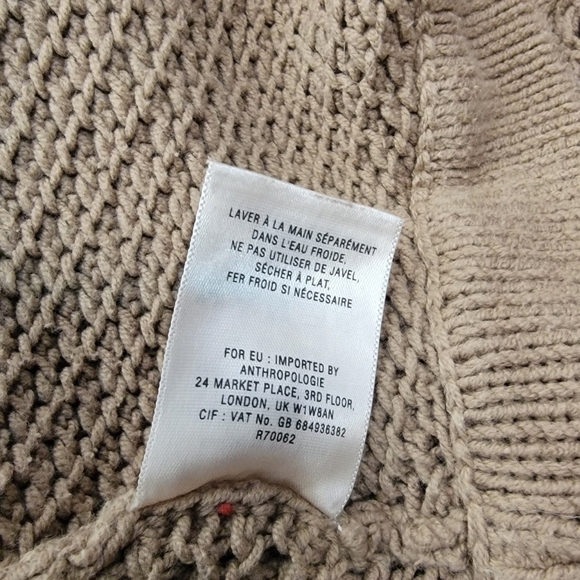 Anthropologie Sparrow Sz S Hooded Cardigan Pockets Snap Front Tan - Picture 11 of 11